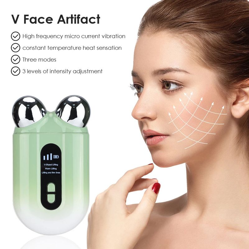 Nouveau dispositif amincissant de beauté de levage et de serrage du visage à micro courant, masseur à rouleaux domestique_voghion.com