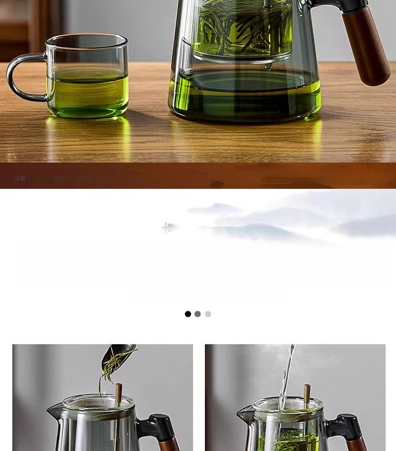 Elegan Cup Fully Auomaic Press-Type One-Key Tea-Waer Separaion Filer Household Tea Brewing High Borosilicae_voghion.com