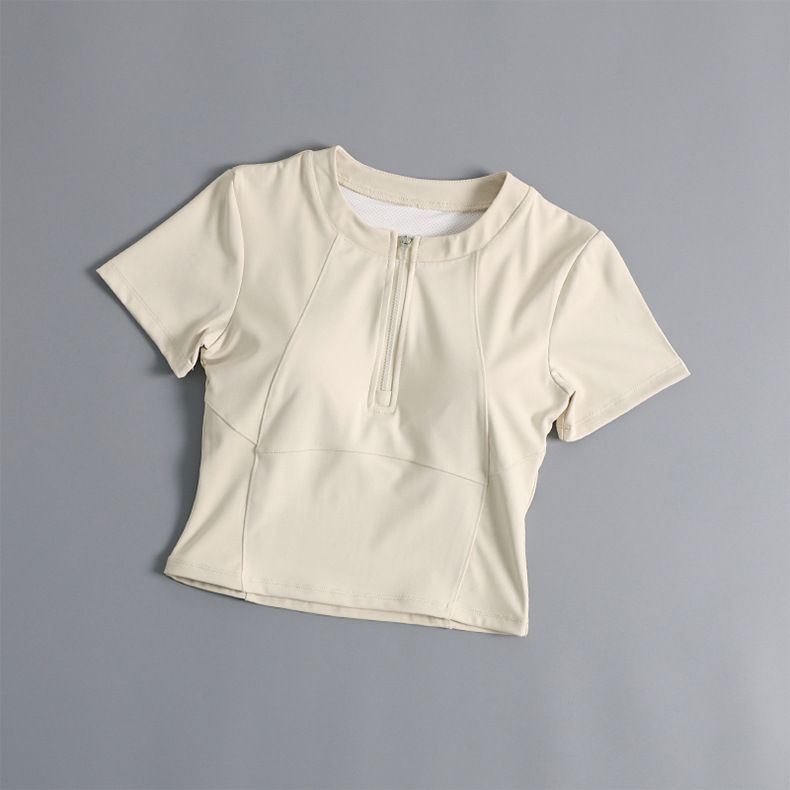 Vêtements de yoga pour femmes, hauts d'été pour femmes, vêtements de fitness professionnels haut de gamme, combinaison de Pilates, manches courtes avec coussinet de poitrine_voghion.com