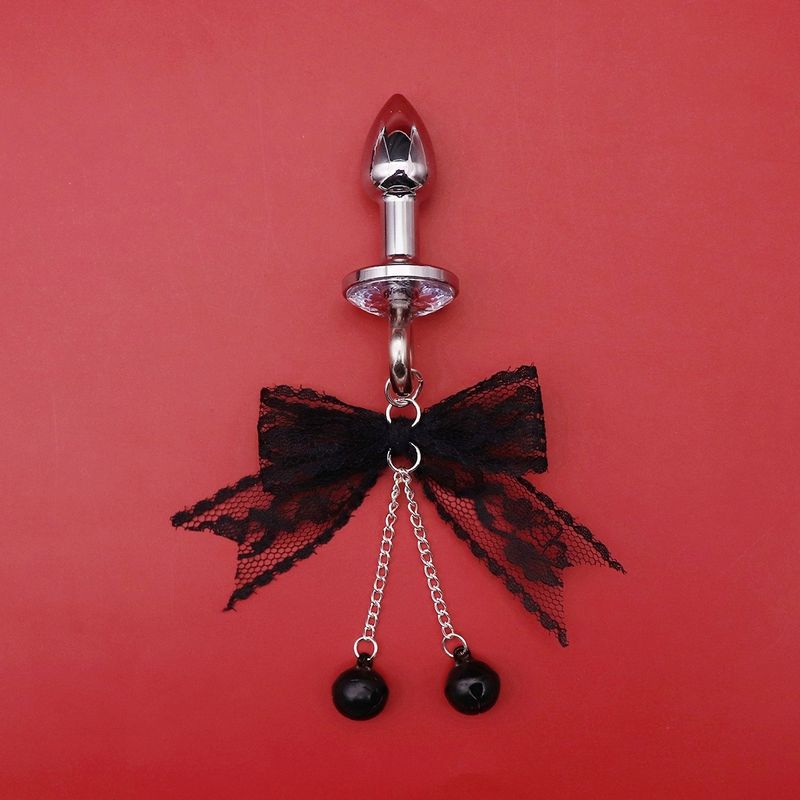 White Lace Bow Bell Anal Plug Erotic SM Flirting Stimulating Nipple Clamps Vaginal Clips_voghion.com