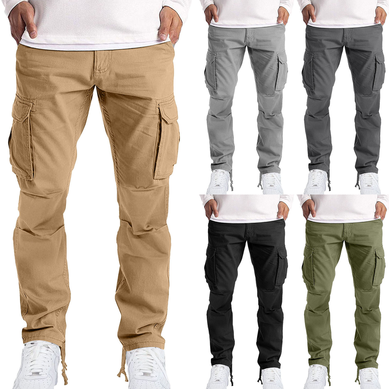 Premium Products Premium Products 2025 Spring/Summer New Men's Workwear With Folded Drawstring Multi Pocket Casual Pants_voghion.com