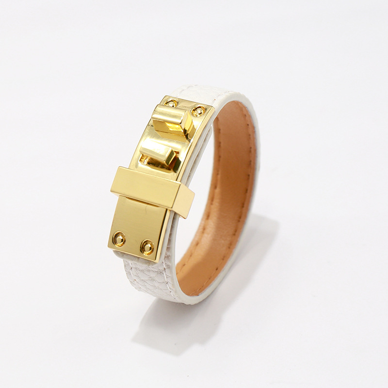 Populaire Punk Litchi Patroon Enkele Lus Riem Gesp Legering PU Armband_voghion.com