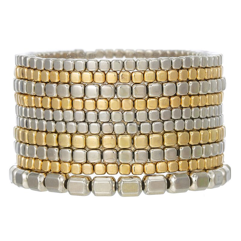 Hot Selling Handmade Jewelry Multi-layer Layered Layered Bracelet Set Bohemian Style CCB Bead Elastic Square Bead Bracelet_voghion.com
