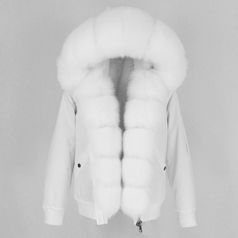 Naisteriided uues stiilis parka paksendatud kunstkarusnahast voodriga, eemaldatav päris rebase karusnahast suurest karusnahast kraega jakk kasukas_voghion.com