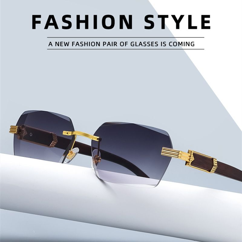 occhiali da sole quadrati da uomo di marca, occhiali retrò sfumati senza montatura in legno_voghion.com