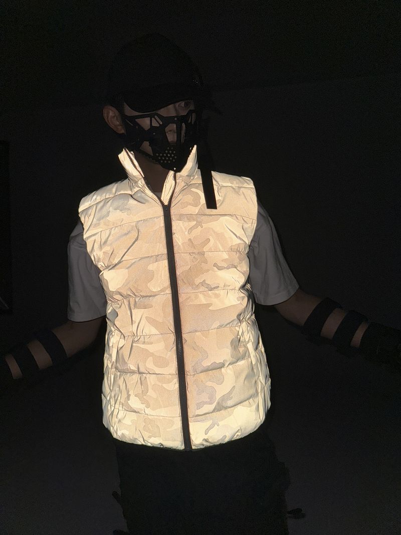 Roupas masculinas camuflagem ao ar livre colete refletivo casaco de algodão_voghion.com