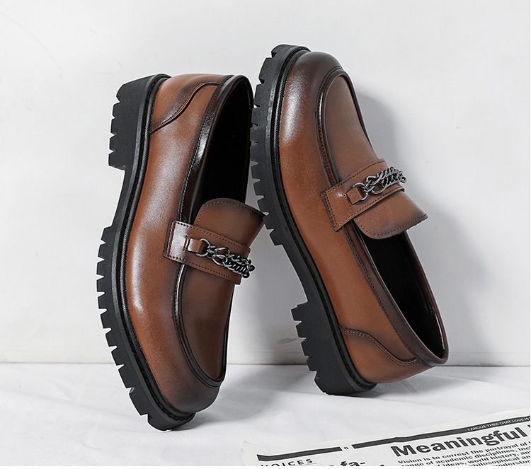 Quastenschuhe Herren Koreanische britische Retro-Lederschuhe mit runder Spitze Herren-Brogue-Schuhe Herrenschuhe mit dicker Sohle Schlupfschuhe aus Friseurleder_voghion.com