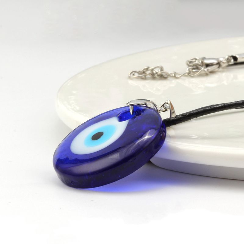 Evil Eye Men's And Women's Necklace Glass Pendant Accessory Wax Cord Simple_voghion.com