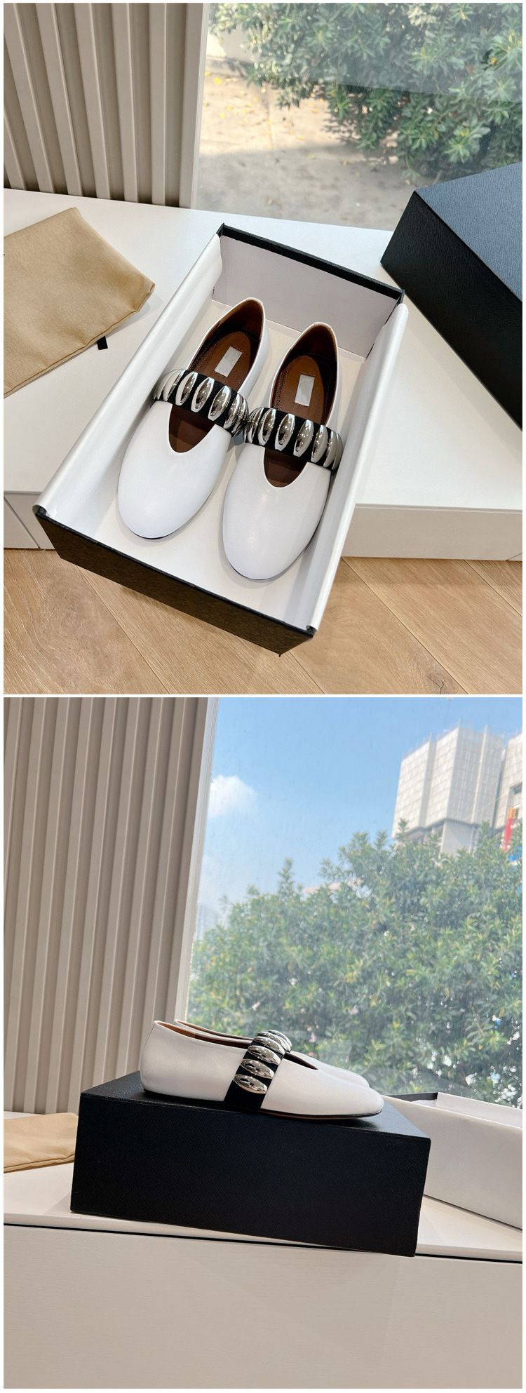 High 2024 Spring Summer Metal Buckle Elatic Strap Ballet Women's Leather Flat One Step Mary Simple Shoes_voghion.com