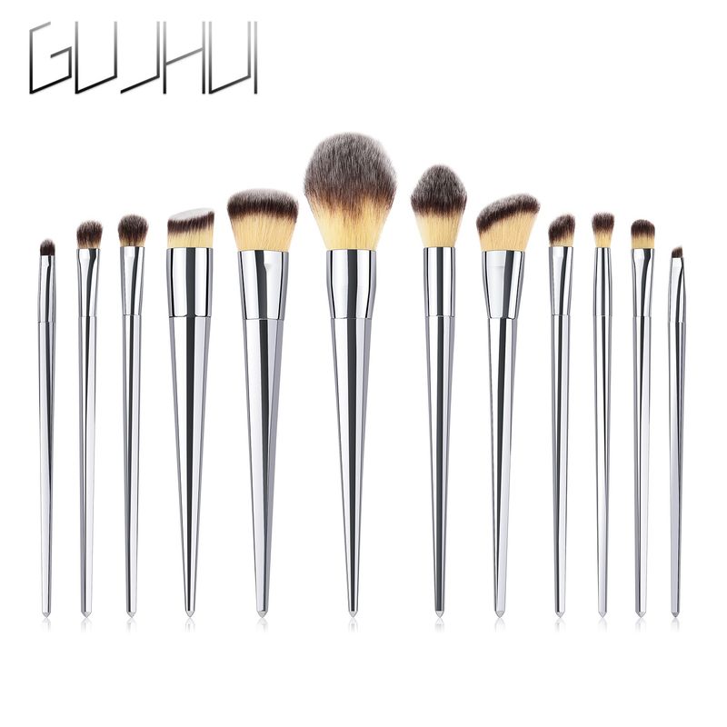 12-teiliges Make-up-Pinsel-Set mit Make-up-Tools, Make-up-Tools, Pinsel-Set, Roségold/Silber, GUJHUI_voghion.com