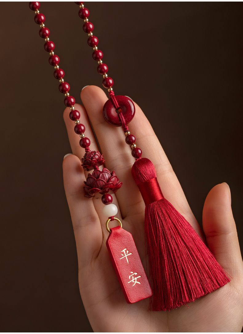 Hochwertiger Lotus Peace Zinnober-Anhänger, neues Modell, für Damen und Herren, zur Befestigung am Auto-Rückspiegel, als Geschenkidee_voghion.com