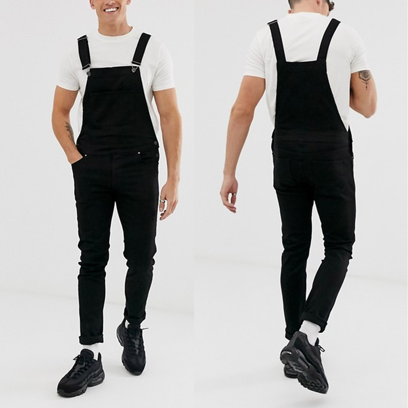 Men's halter denim rompers jeans and pants_voghion.com