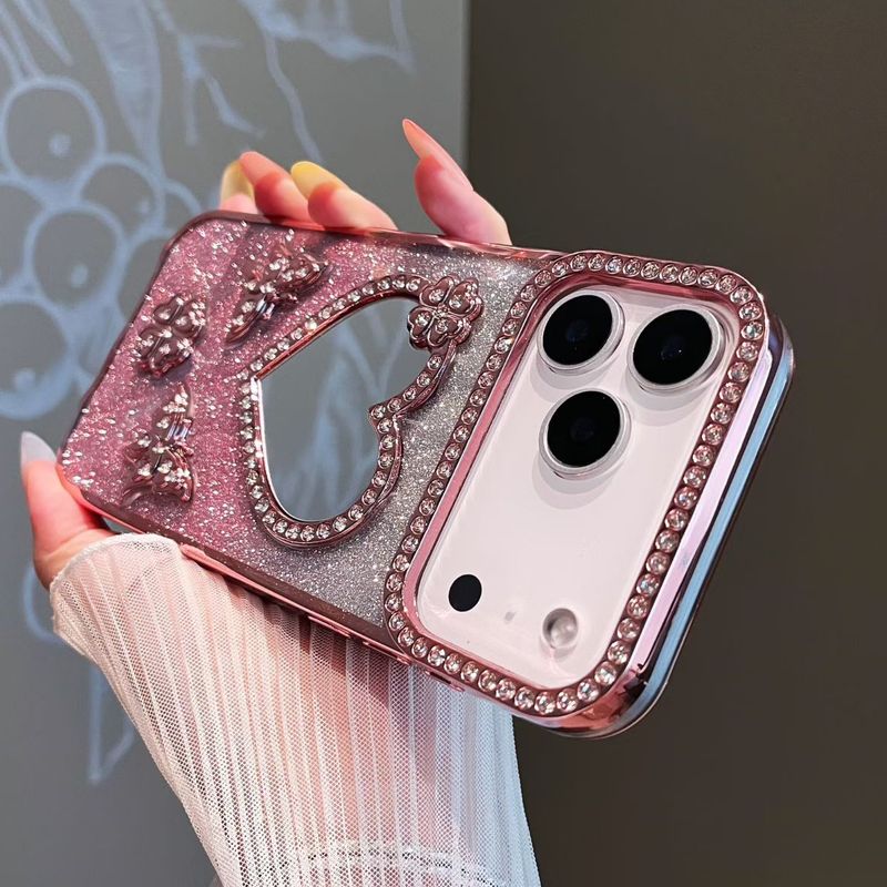Heart Make Up Mirror Cover Funda Max Shining Dias Cases For Iphone 17 Pro Gradient Color Soft Case_voghion.com