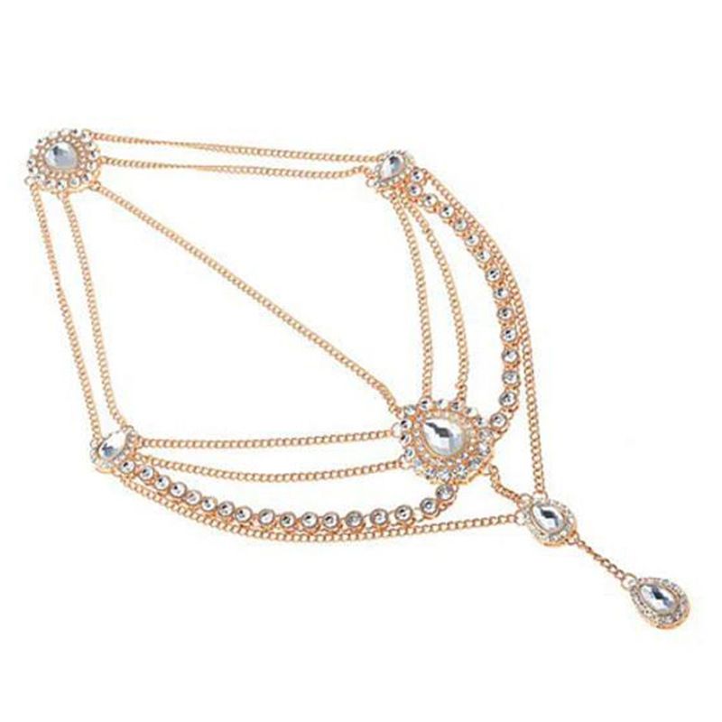 INS Fashion Multi layer Diamond Tassel Head Bohemian Style Women's Water Drop Pendant Forehead Chain Jewelry Hair_voghion.com