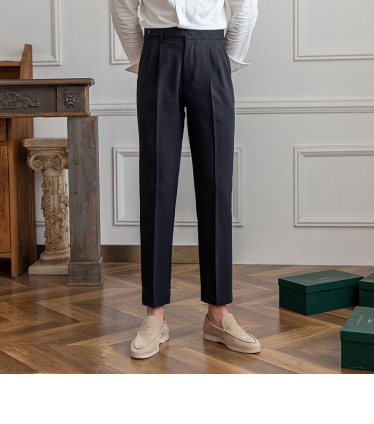 Herrenbekleidung Neue Frühlings- und Herbst-Britische Herren-Freizeithose zum Pendeln mit Anti-Falten-Neun-Punkt-Hose All Match Retro-Designer-Nischen-Trendhose_voghion.com