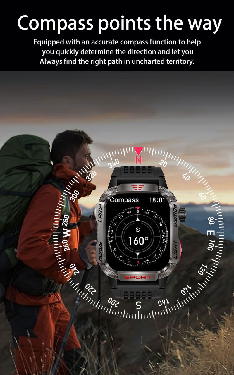 HT29 Bluetooth Akıllı Arama Saati Kalp Atış Hızı Kan Basıncı Kan Oksijen Sağlık İzleme Saati El Feneri_voghion.com
