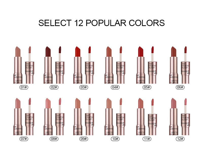 6-Piece Dual-Ended Non-Stick Matte Lip Color Set - Two-in-One Lip Gloss & Lipstick In Nude Mauve Shades, Ideal For Women_voghion.com