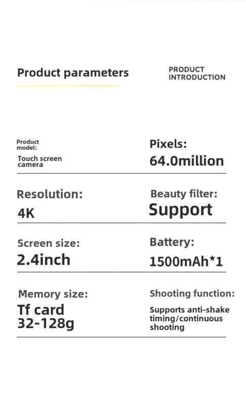 Digitale spiegellose 4K-Kamera mit Touchscreen_voghion.com