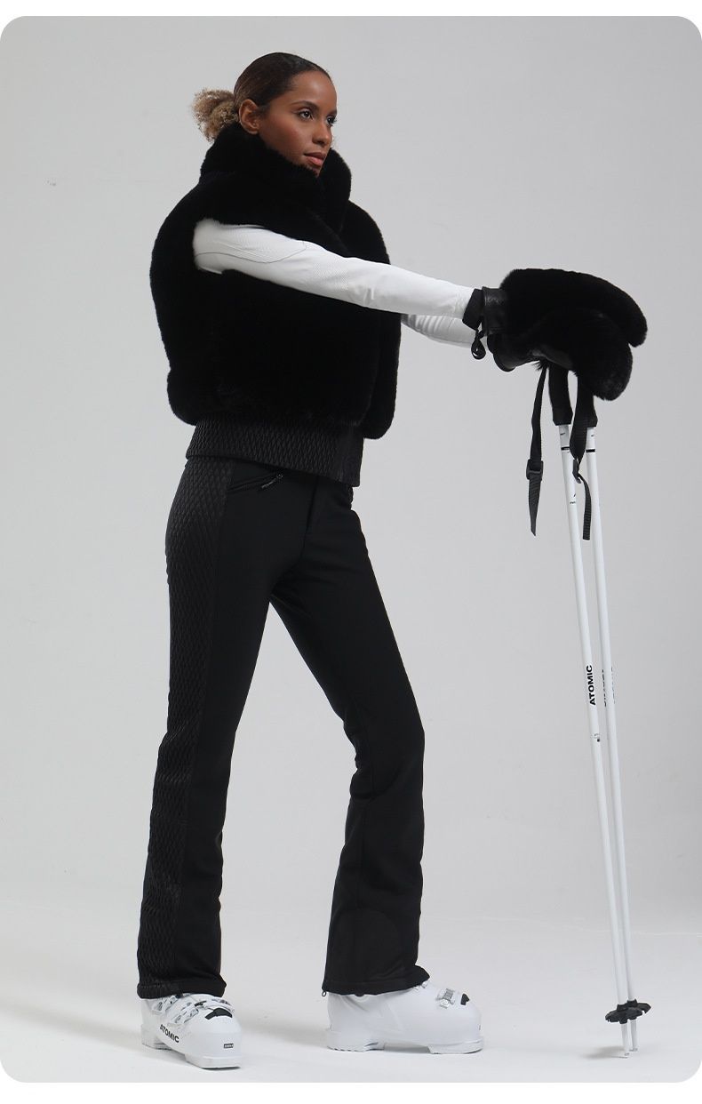 001 New Winter Wom, Foreign Trade European And American Style, Furry Vest, Short Thicked Warm Windproof Ski Suit For_voghion.com