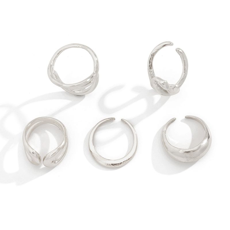 ins liquido linea geometrica anello aperto nicchia design irregolare lava anello mano gioielli donna_voghion.com