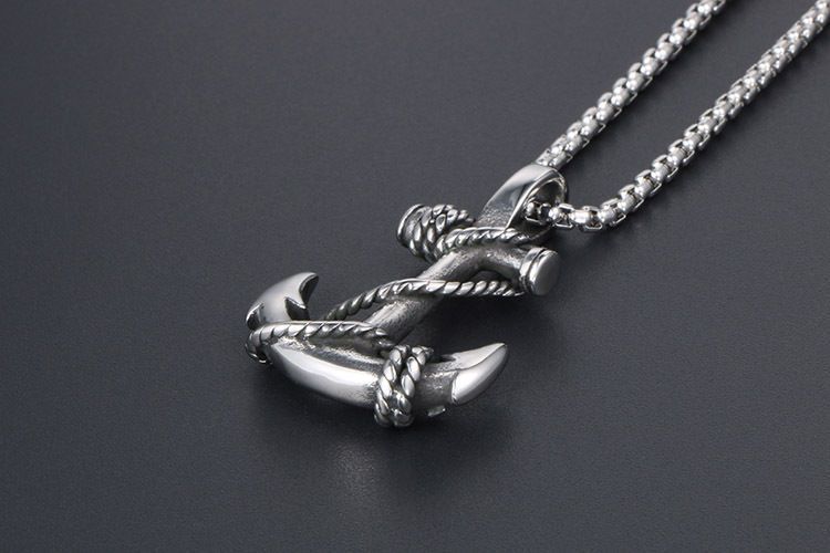 Ancre de navire, collier en acier titane, design de niche tendance pour hommes, accessoire personnalisé minimaliste hip-hop, cou_voghion.com