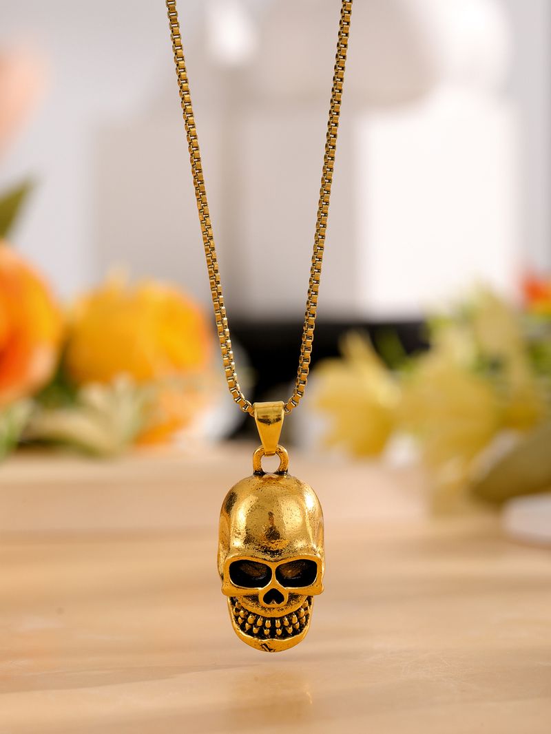 Unieke sieraden Sleutelbeen Street Fashion Hiphop ketting Overdreven schedel hanger Trui ketting_voghion.com