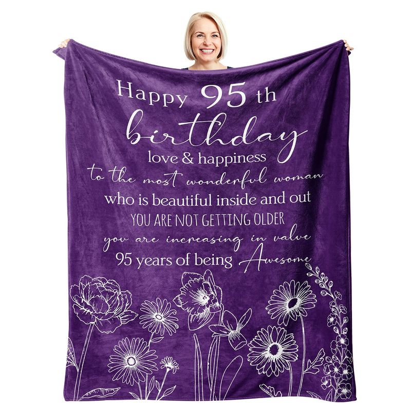 60-årsdag Gratulerer med dagen Mønster Teppe Flanell Mykt Komfortabelt Hjemmeteppe Varmt Teppe Bursdagsgave_voghion.com