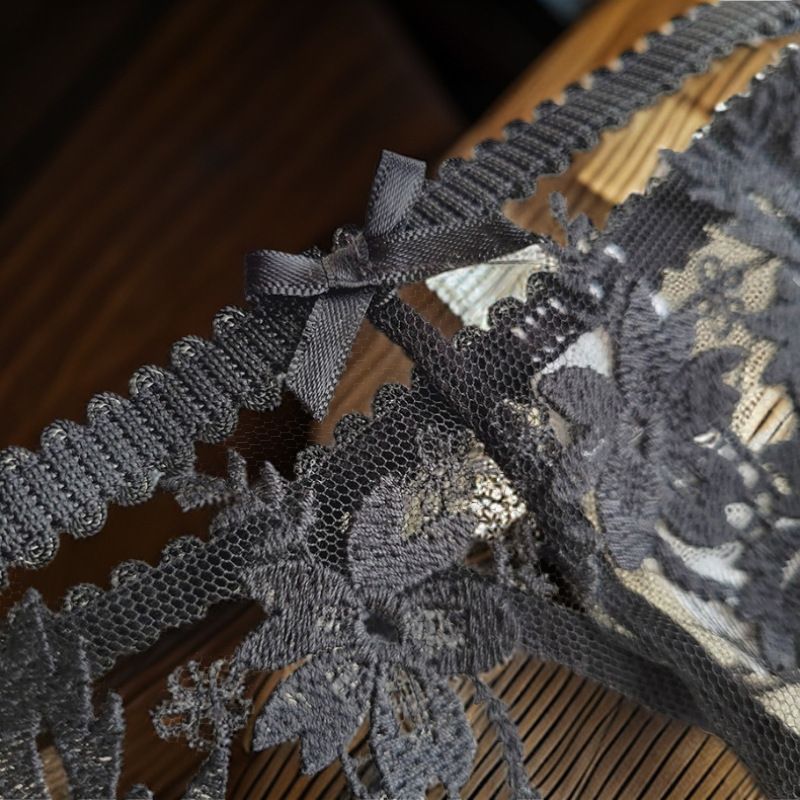 New Eyelash Lace Panties Women's Low Waist Women's Thong Tulle Cotton Crotch T Pants Panties Embroidery_voghion.com