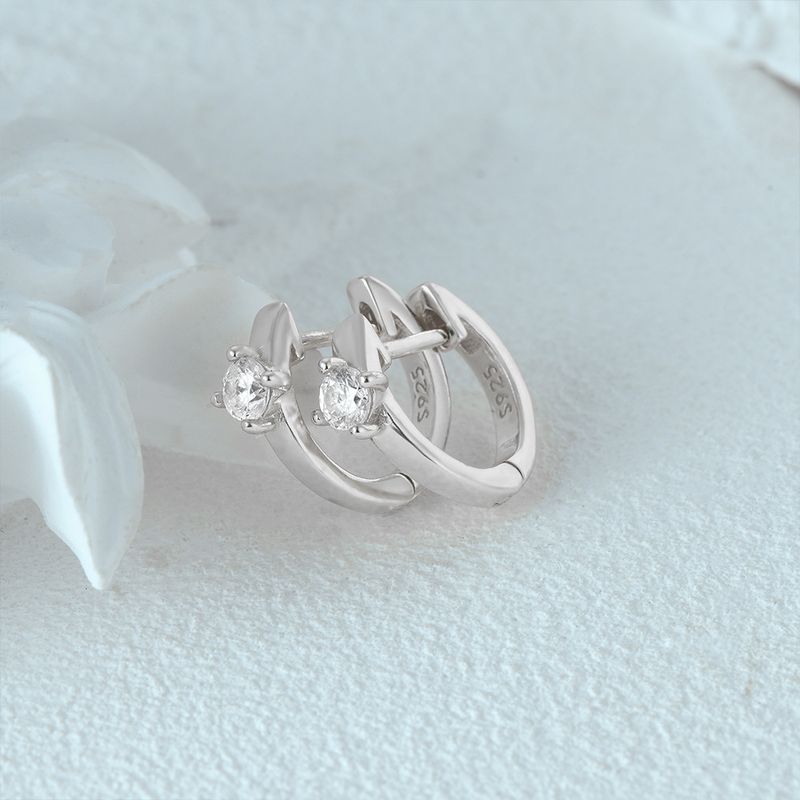 Women's Jewelry Simple S925 Sterling Silver Classic Light Luxury Personality Double Row Diamond Earrings Huggie Earring_voghion.com