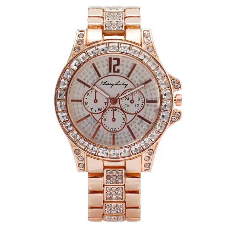 Women's Watches Fashion Steel Band Diamond Set Women's Watch Fashion Simple Quartz Watch Set_voghion.com