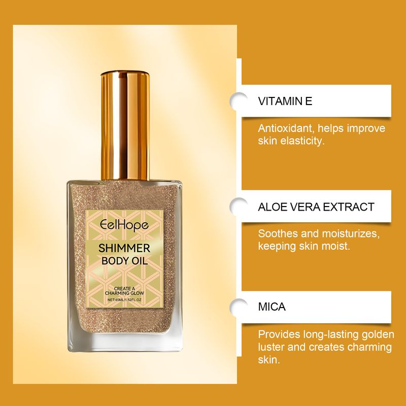 Golden Shiny Oil Gesichtskörper Schlüsselbeinflüssigkeit Hohe Helligkeit Feuchtigkeitsspendend Einfach anzuwenden_voghion.com