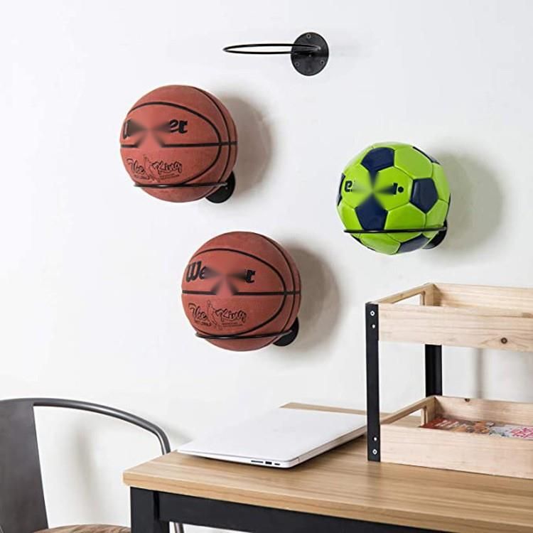 Wall-Mounted Iron Art Basketball And Football Multi-Purpose Ball Shelf Storage Display Rack_voghion.com