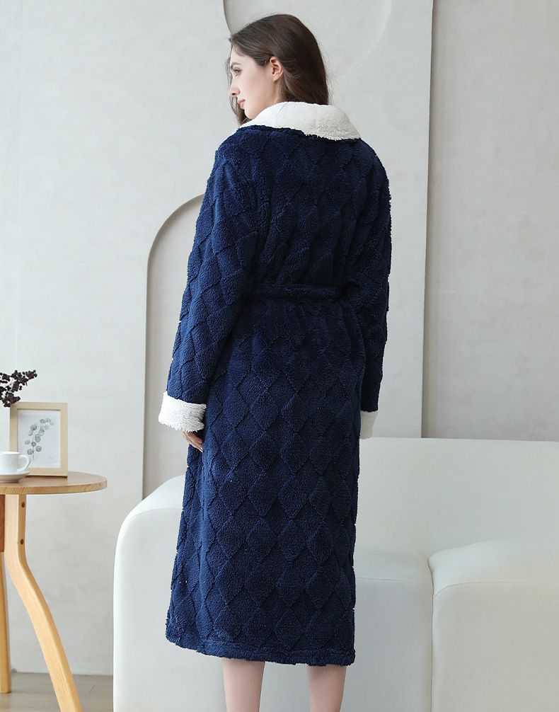 Koppelpyjama Jacquard bequem Kotteng Samt Hierscht a Wanter neie Stil Nuetshemd Revers waarm a komfortabel Heemkleeder Pyjama Bademantel_voghion.com