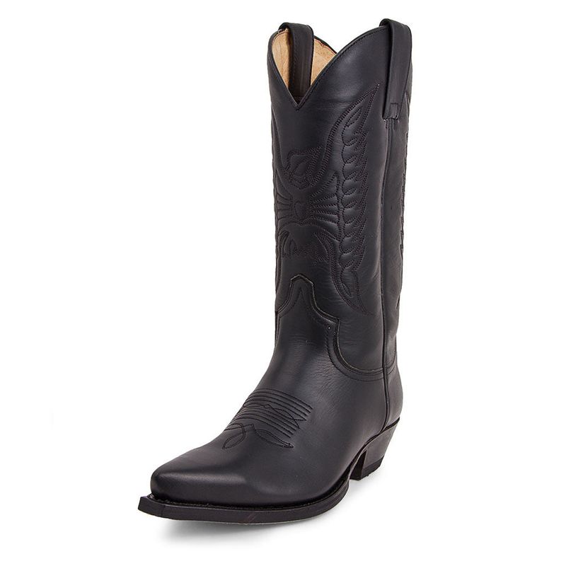 Kowbojskie buty męskie buty ze szpiczastym noskiem vintage kwadratowy nosek gruby obcas blokowy szpiczaste do połowy łydki skórzane buty kowbojskie_voghion.com