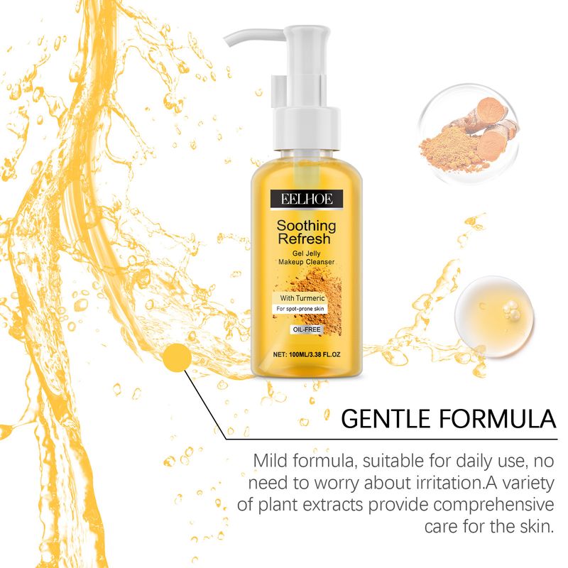 Gel, Facial Gentle Cleansing Moisturizing Turmeric Refreshing Makeup Remover_voghion.com