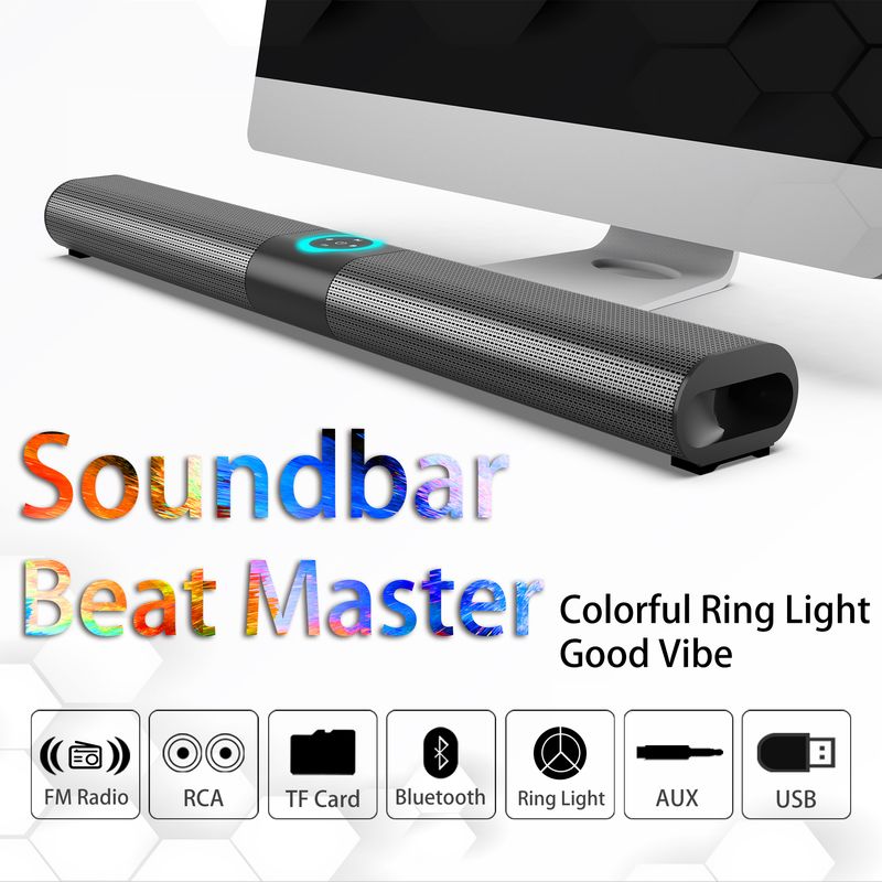 Home Theater TV Speaker Draadloze Bluetooth Speakers voor Computer Soundbar Muziek Center Kolom Subwoofer 20W Soundbar met Radio_voghion.com