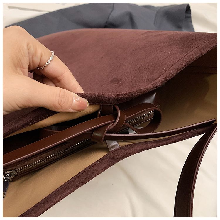 Semplice secchiello autunno inverno pelle scamosciata grande capacità ins madre e bambino alla moda monospalla ascellare_voghion.com