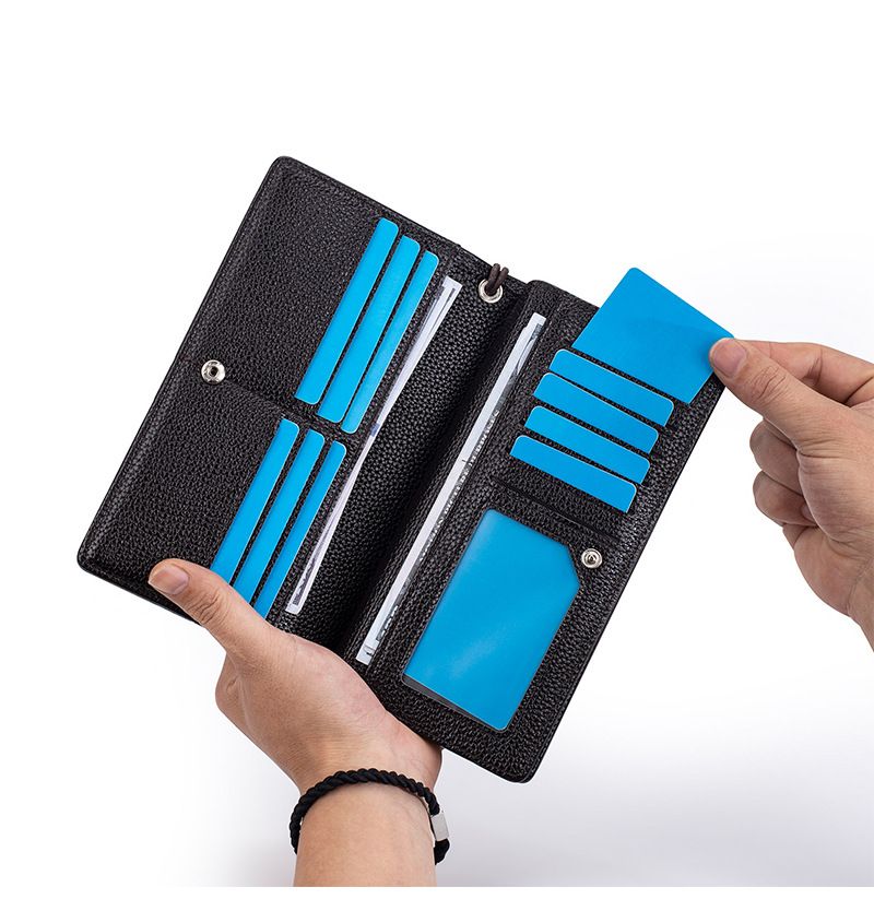 New Men's Wallet Long baellerry Business Casual Litchi Pattern Zipper Clutch Multi-Card Wallet_voghion.com