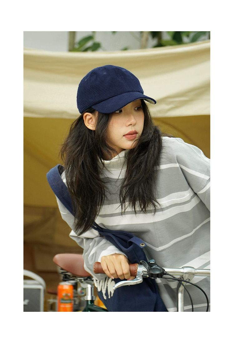 Unisex Trendy Koreanische Version Vielseitiger Basic Baseball Einfarbig Cord Duckbill Cap Paar Lässiger Cooler Hut_voghion.com