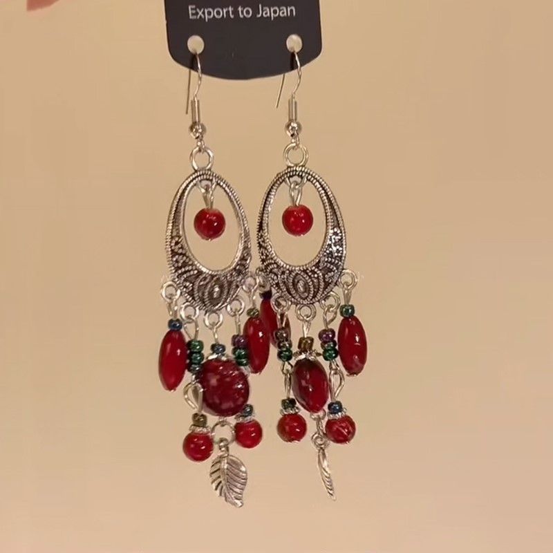 Long Bohemian Ethnic Style New Slimming Feminine Tassel Drop Earrings_voghion.com