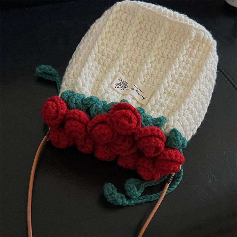 Blumentasche, handgefertigt, DIY-Garn, Rosenstrauß-Set, kreatives 520-Geschenk zum Valentinstag für Mädchen_voghion.com