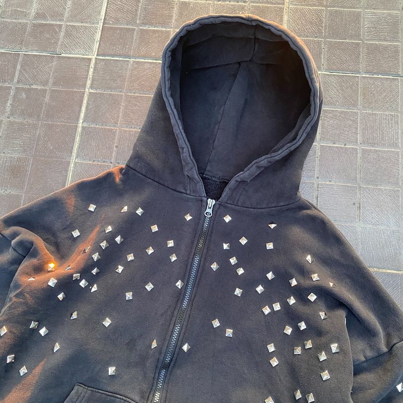 Herrenbekleidung, Hot Diamond Design Printed Loose Unisex Retro Hoodie mit Strass-Print – Übergroße Streetwear-Jacke mit Reißverschluss für Männer und Frauen_voghion.com