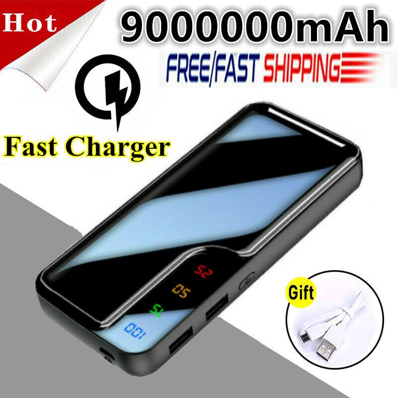 9000000mAh Power Bank Schnelle Ladegerät Akku Pack Tragbare 2 USB Für Handy_voghion.com