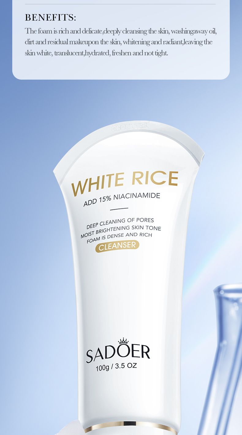 SADOER Aufhellendes Hautpflegeset mit weißem Reis und Niacinamid | Strahlende und hydratisierte Haut in 6 Schritten_voghion.com