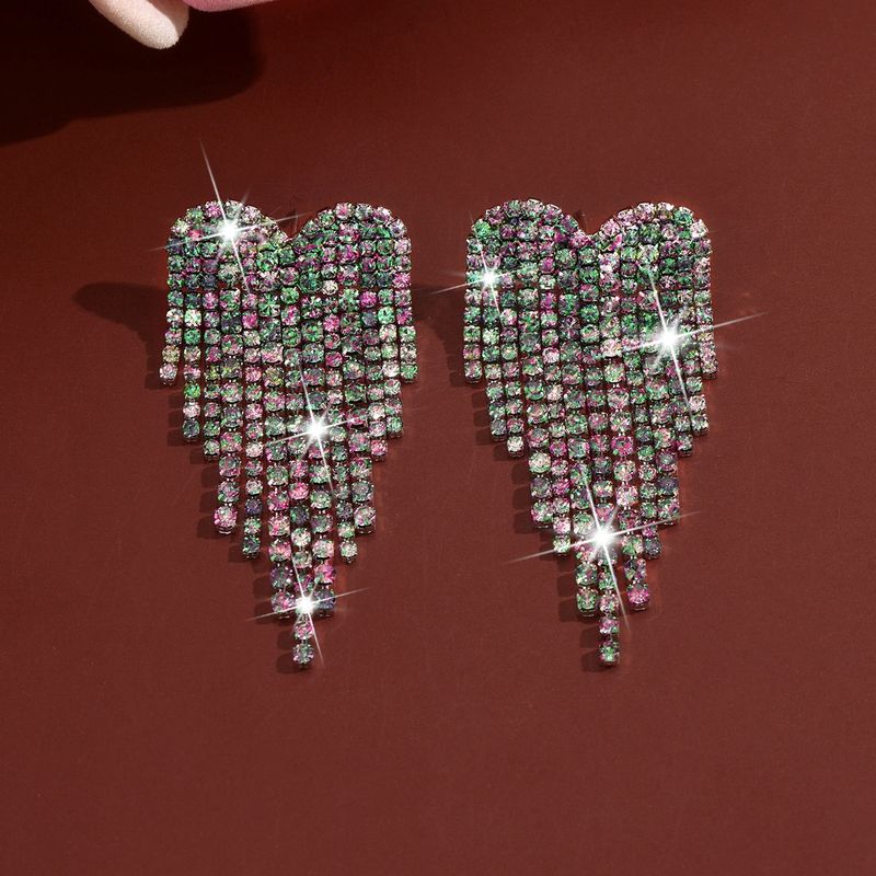 Orecchini unisex alla moda con diamanti, lunghi e nappe a forma di cuore, per le donne, temperamento acqua_voghion.com