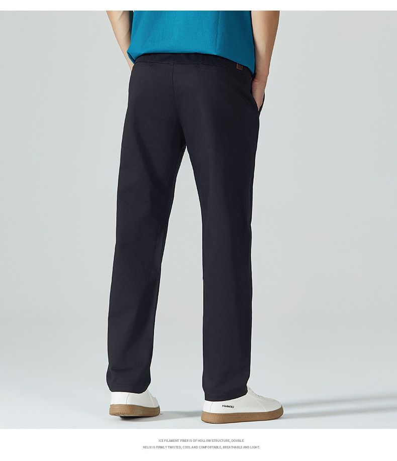 Pantaloni chino da uomo dalla vestibilità comoda - Pantaloni casual in cotone elasticizzato con gamba dritta per primavera e autunno - Nero, cachi_voghion.com