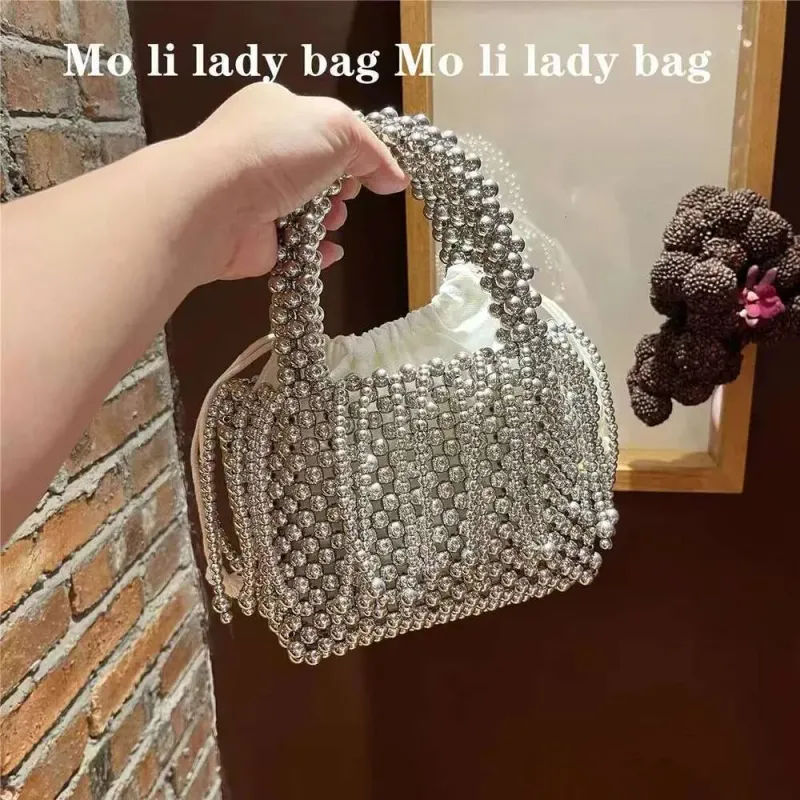 Designer 2025 Design Sier Acrylic Beads Beading Handmade Square Women Handbag Evening Wedding Party Clutch Purse_voghion.com
