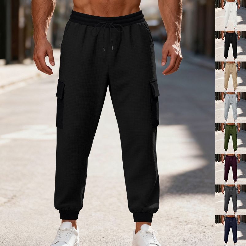 Zware flanellen cargobroek voor heren met fleecevoering - Relaxed fit joggingbroek met meerdere zakken voor werkkleding in de winter_voghion.com