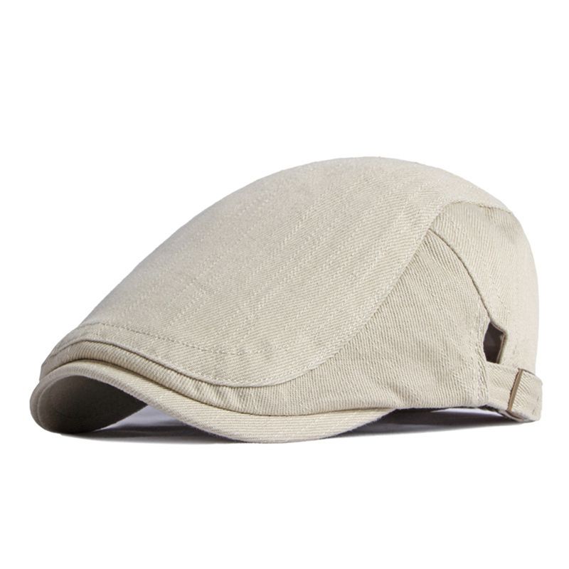 Noutăți ȘAPCĂ PLATĂ Beretă de vară pentru bărbați, bumbac, bej, stil britanic, șapcă plată solidă, reglabilă, 55-60 cm, negru, verde militar, gri_voghion.com