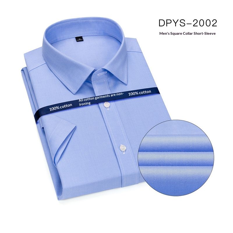Pulse Pulse Summer New High-End Wrinkle-Resistant DP Pure Cotton Ready-to-Wear Non-Iron Men's Business Professional Short Sleeve_voghion.com